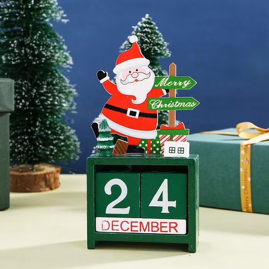 New Christmas Countdown Desktop Decoration Calendar Wooden Small Gifts